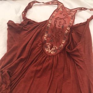Burnt orange lace back shirt size Sm